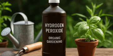 Hydrogen peroxide spray bottle for organic gardening pest and disease control