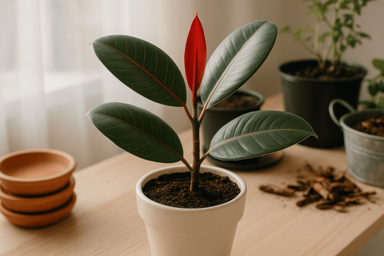 Indoor plant with soggy soil being dried out to fix overwatering issues