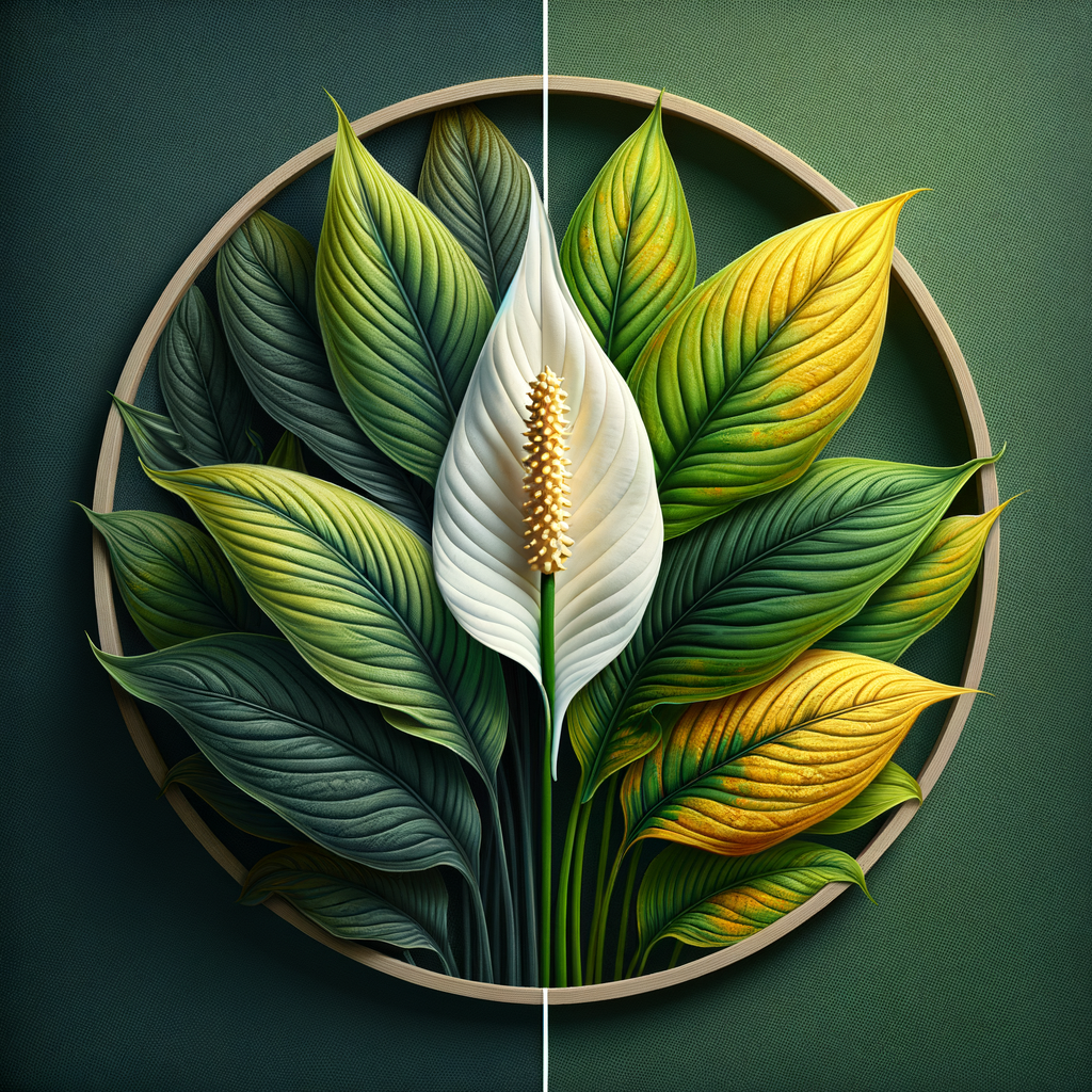 Close-up of peace lily plant leaves and white bloom for indoor care guide