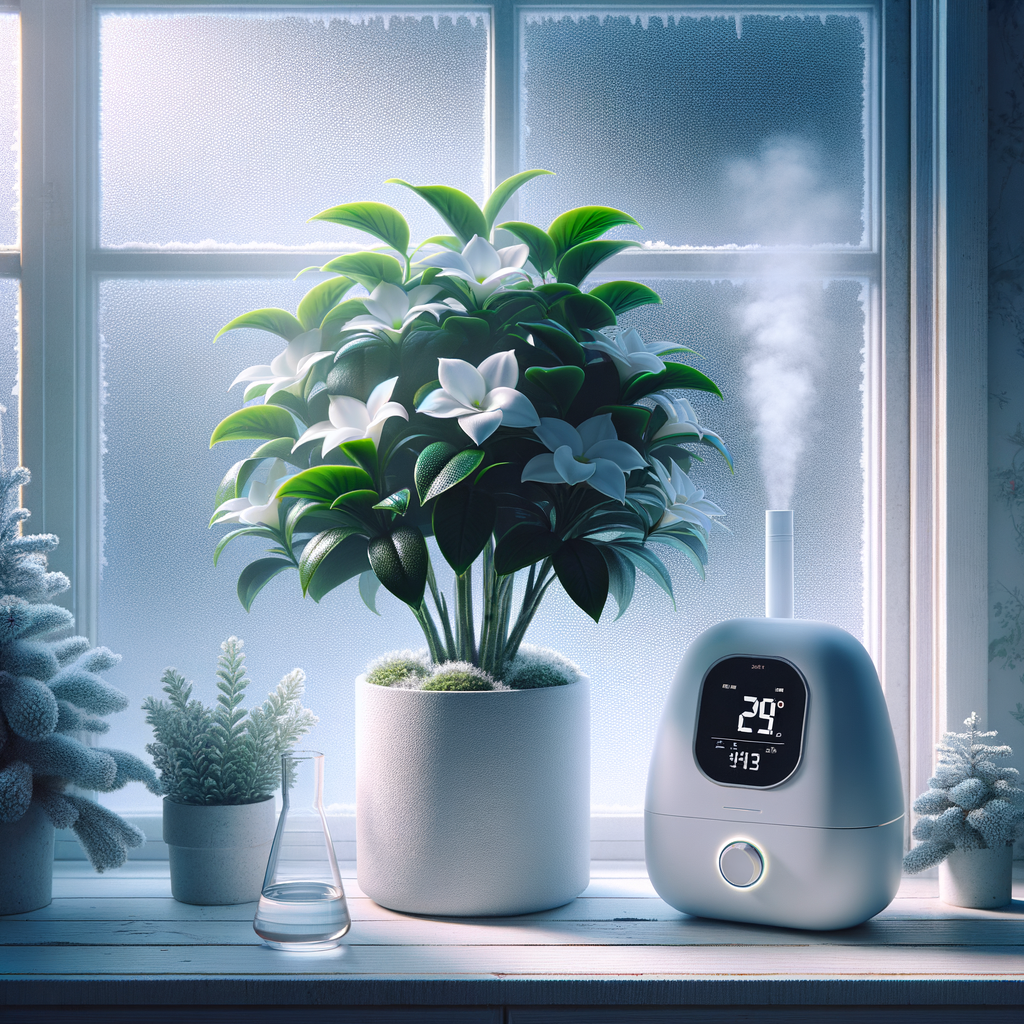 Potted indoor gardenia plant with glossy leaves and blooming white flowers