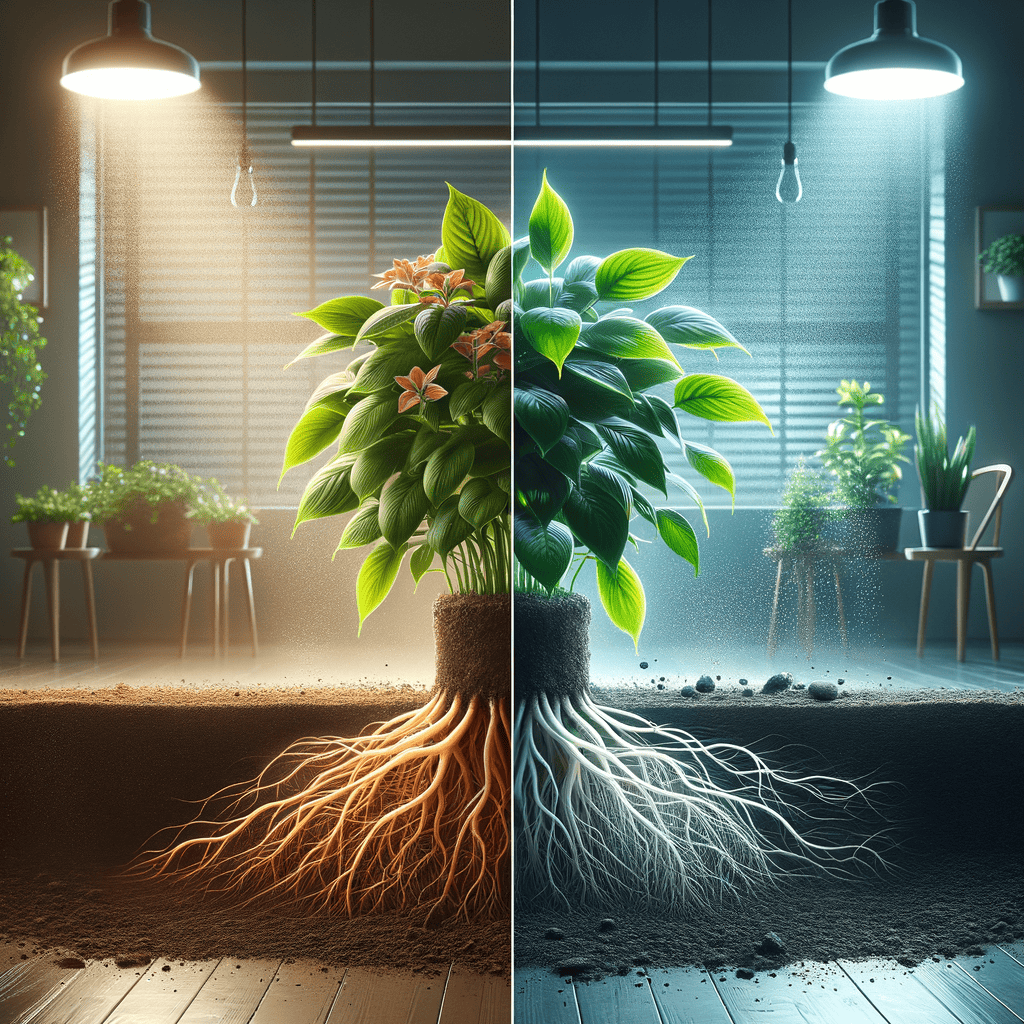 Top view of indoor potted plant with well-drained soil to prevent overwatering